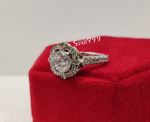 Vintage Round Diamond Engagement Ring,Art Deco Ring