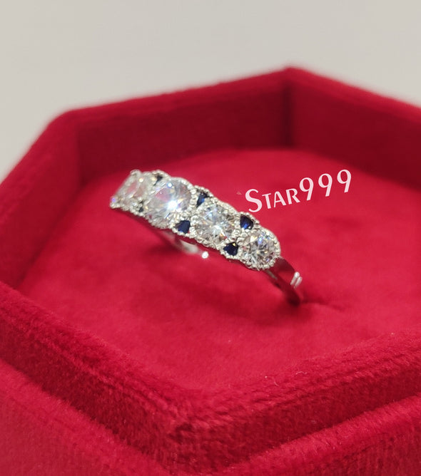 Vintage Edwardian Engagement Ring In 925 Sterling Silver