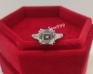 Engagement Ring,Asscher Diamond Ring In 925 Sterling Silver