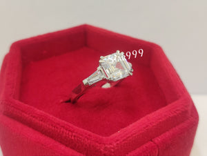 Engagement Ring,Asscher Diamond Ring In 925 Sterling Silver