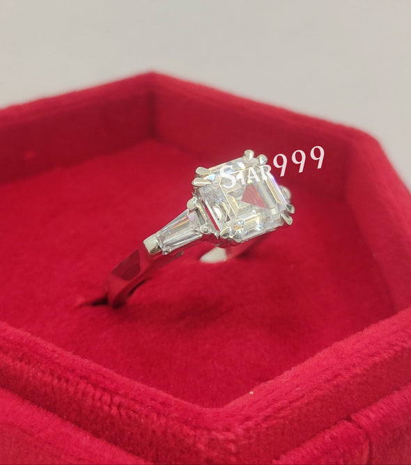 Engagement Ring,Asscher Diamond Ring In 925 Sterling Silver