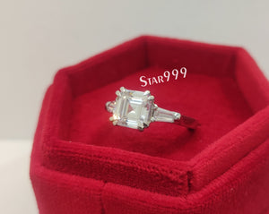 Engagement Ring,Asscher Diamond Ring In 925 Sterling Silver