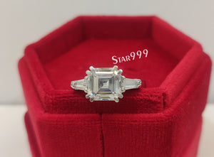 Engagement Ring,Asscher Diamond Ring In 925 Sterling Silver