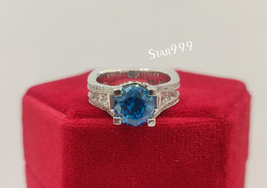 London Topaz Blue Diamond Engagement Ring In 925 Sterling Silver