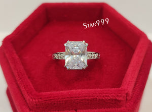 Vintage Radiant Diamond Engagement Ring In 925 Sterling Silver,Filigree Ring