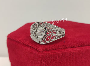 Filigree Ring,Engagement Ring In 925 Sterling Silver,Art Deco Ring