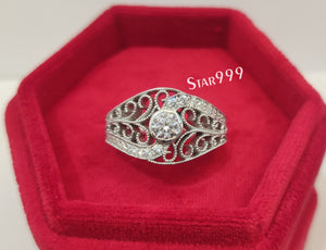 Filigree Ring,Engagement Ring In 925 Sterling Silver,Art Deco Ring