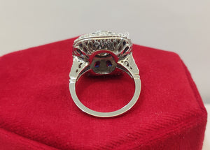 Art Deco Round Diamond Engagement Ring In 925 Sterling Silver