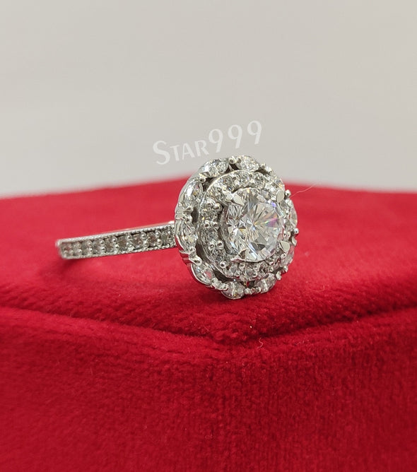 Round Diamond Engagement Ring In 925 Sterling Silver