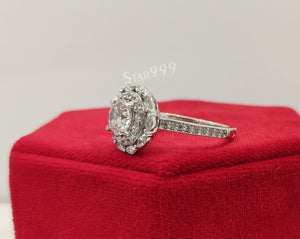 Round Diamond Engagement Ring In 925 Sterling Silver