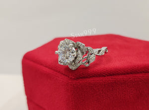 Filigree White Round Diamond Engagement Ring In 925 Sterling Silver