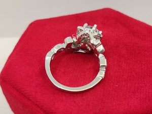 Filigree White Round Diamond Engagement Ring In 925 Sterling Silver