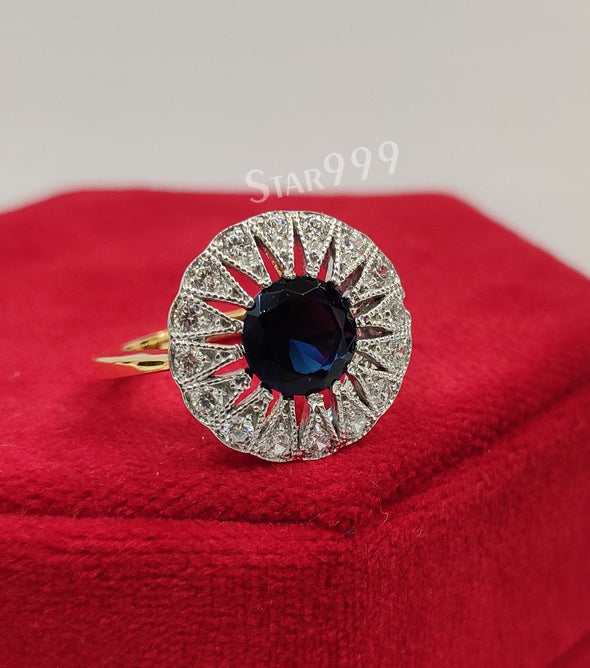 Titanic Ring,Sapphire Round Diamond Engagement Ring In 925 Sterling Silver In Gold Plated