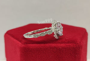 Vintage White Round Diamond Engagement Ring In 925 Sterling Silver