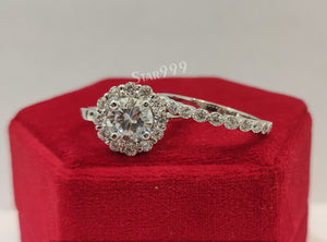 Bridal Ring Set,White Round Diamond Wedding Ring Set In 925 Sterling Silver