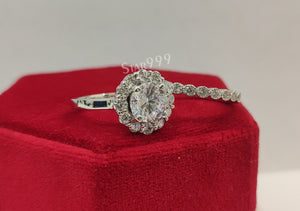 Bridal Ring Set,White Round Diamond Wedding Ring Set In 925 Sterling Silver