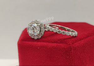 Bridal Ring Set,White Round Diamond Wedding Ring Set In 925 Sterling Silver