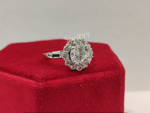 White Round Diamond Engagement Ring In 925 Sterling Silver