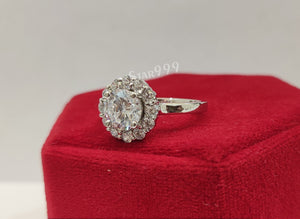 White Round Diamond Engagement Ring In 925 Sterling Silver