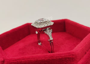 Art Deco White Asscher Diamond Engagement Ring In 925 Sterling Silver