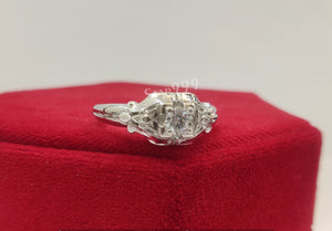 Art Deco White Round Diamond Engagement Ring In 925 Sterling Silver