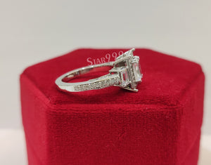 Radiant Diamond Engagement Ring In 925 Sterling Silver