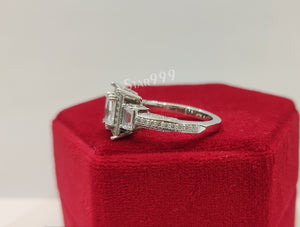 Radiant Diamond Engagement Ring In 925 Sterling Silver