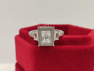 Radiant Diamond Engagement Ring In 925 Sterling Silver