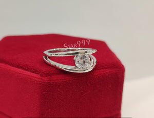 Solitaire Round Diamond Engagement Ring In 925 Sterling Silver