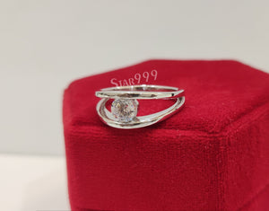 Solitaire Round Diamond Engagement Ring In 925 Sterling Silver