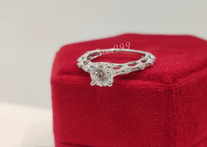 Filigree Art Deco White Round Diamond Engagement Ring In 925 Sterling Silver,Edwardian Ring