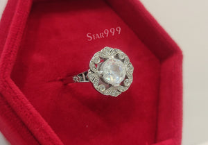 Engagement Round Diamond Ring In 925 Sterling Silver