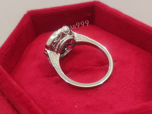 Engagement Round Diamond Ring In 925 Sterling Silver