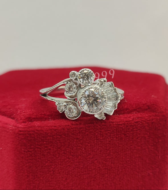 Round Diamond Engagement Ring In 925 Sterling Silver