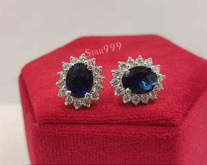 2.0 CT Oval Cut Sapphire Earring,Diana Princess Sapphire Ring,Screwback Earring,Earring