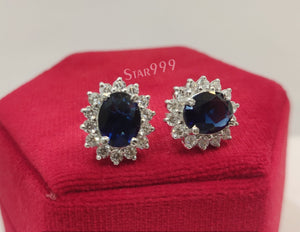 2.0 CT Oval Cut Sapphire Earring,Diana Princess Sapphire Ring,Screwback Earring,Earring