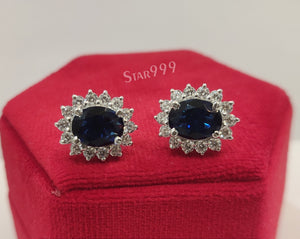 2.0 CT Oval Cut Sapphire Earring,Diana Princess Sapphire Ring,Screwback Earring,Earring