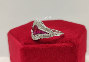 Antique Dark Pink Oval Diamond Engagement Ring In 925 Sterling Silver - STARJEWEL999