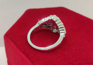 Antique Dark Pink Oval Diamond Engagement Ring In 925 Sterling Silver - STARJEWEL999