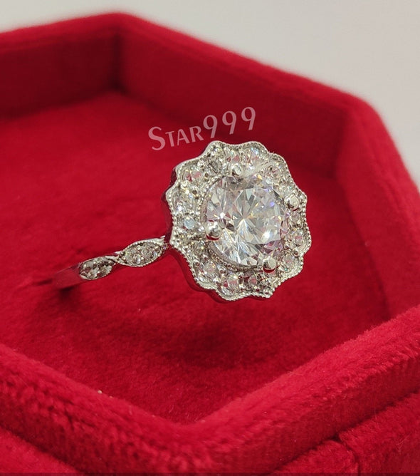 Antique Engagement Ring In 925 Sterling Silver - STARJEWEL999