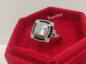 Antique Engagement Ring In 925 Sterling Silver,Blue Sapphire Ring - STARJEWEL999