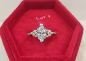 Antique White Marquise Diamond Engagement Ring In 925 Sterling Silver - STARJEWEL999