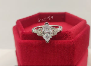 Antique White Marquise Diamond Engagement Ring In 925 Sterling Silver - STARJEWEL999