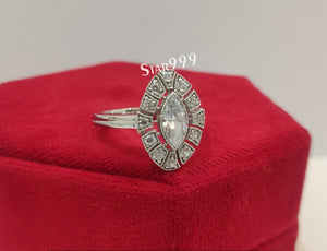 Art Deco Marquise Diamond Engagement Ring In 925 Sterling Silver - STARJEWEL999